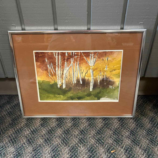 Birch Trees Picture w/Brown Mat