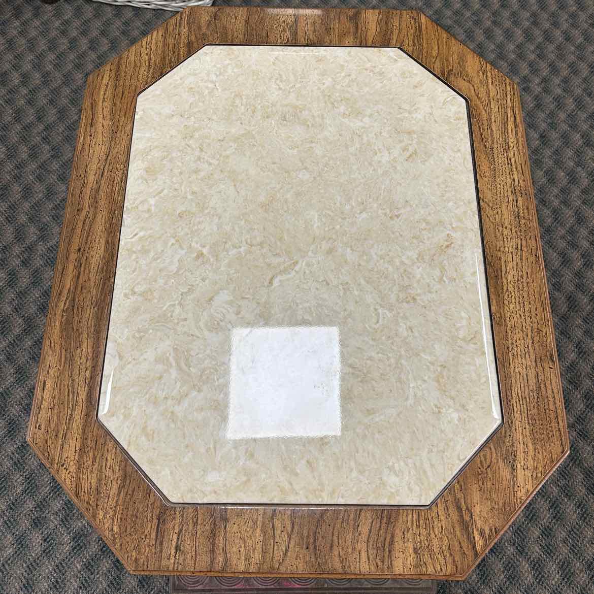 Wood End Table w/Marble-like Top