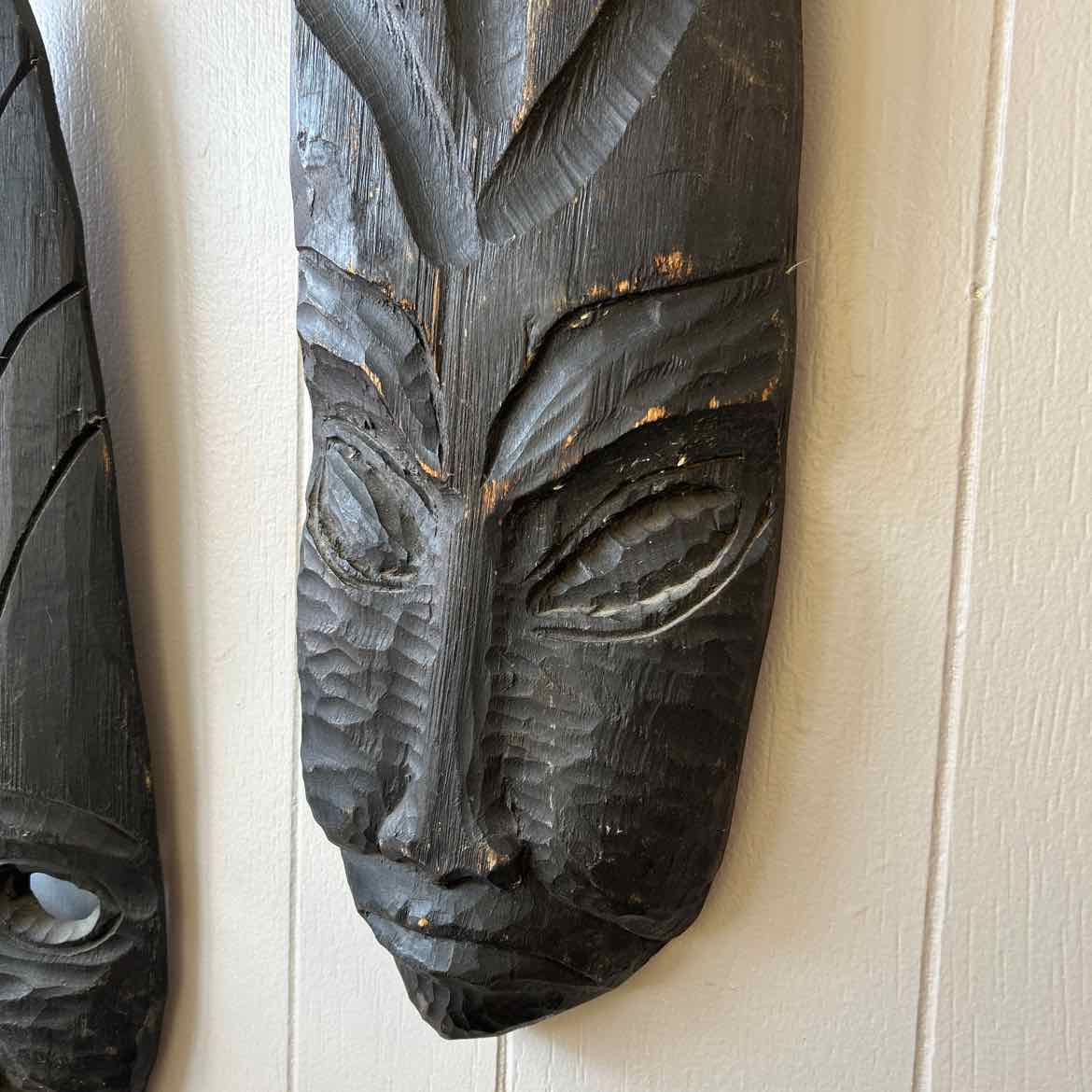 Pair Wood African Masks -Wall Art