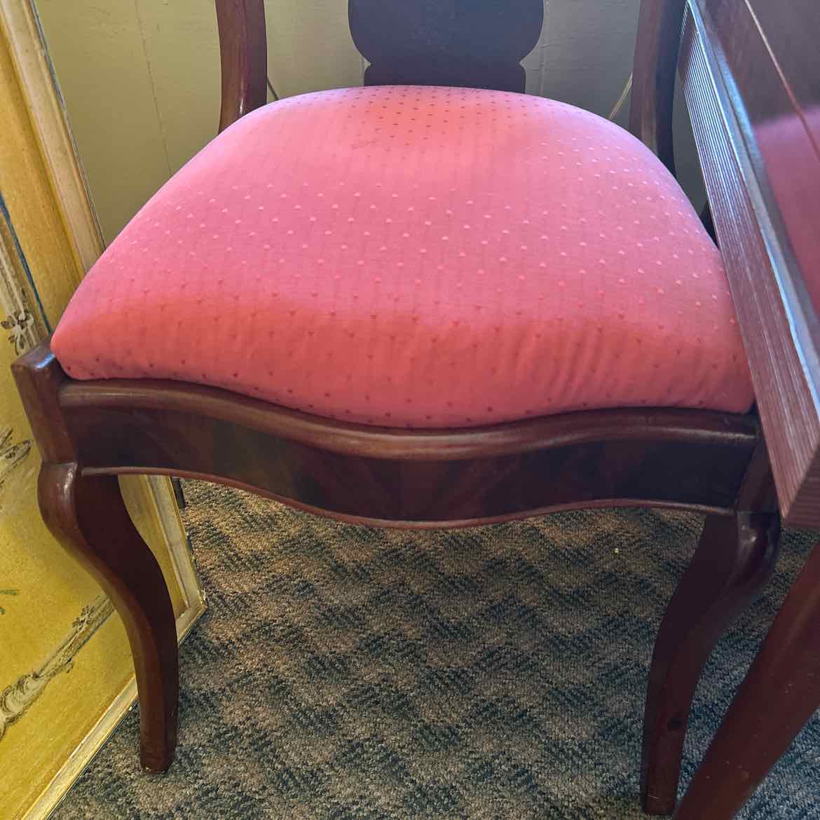 Vintage Wood Chair w/Rose Fabric Seat