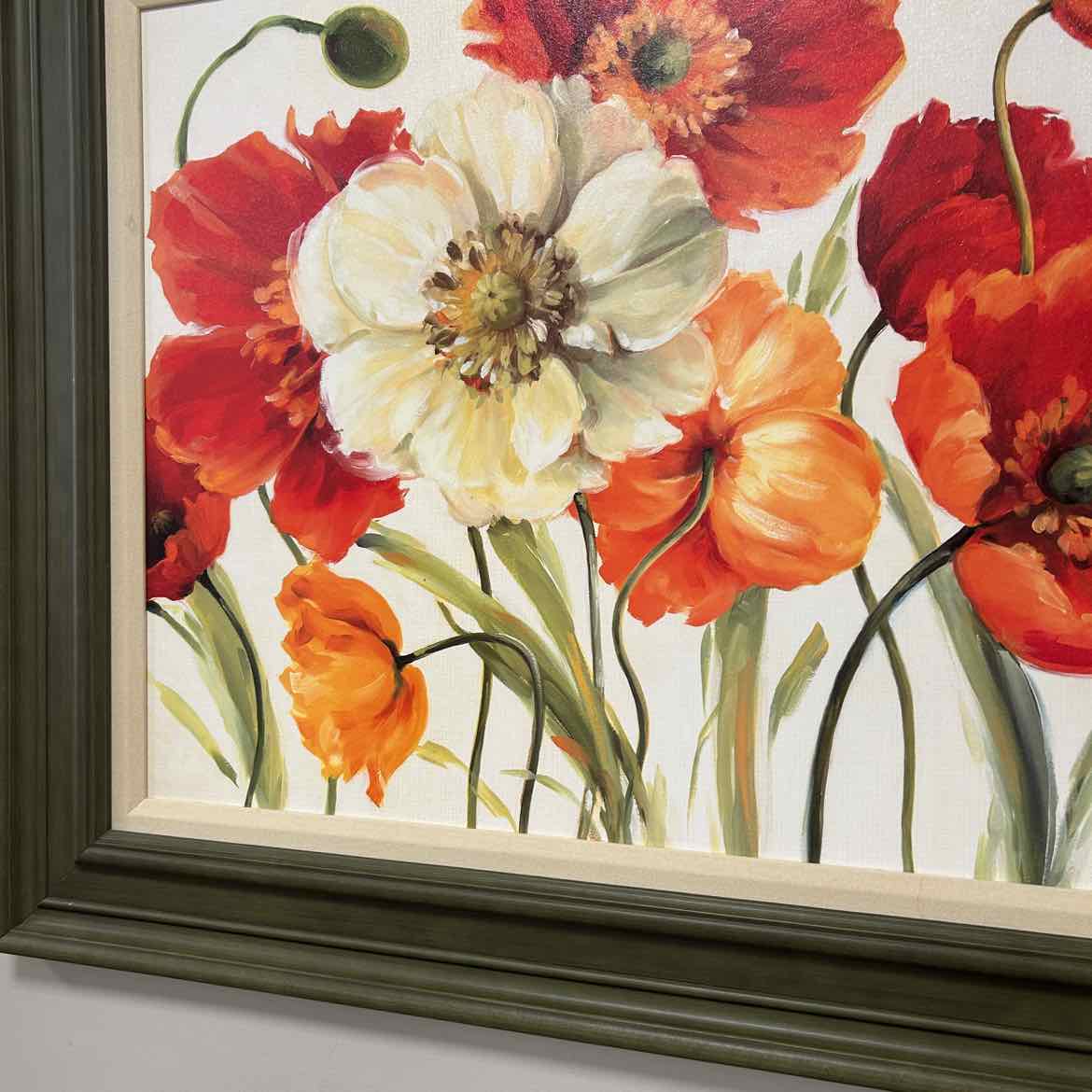 Picture of Red Poppies in Green Frame