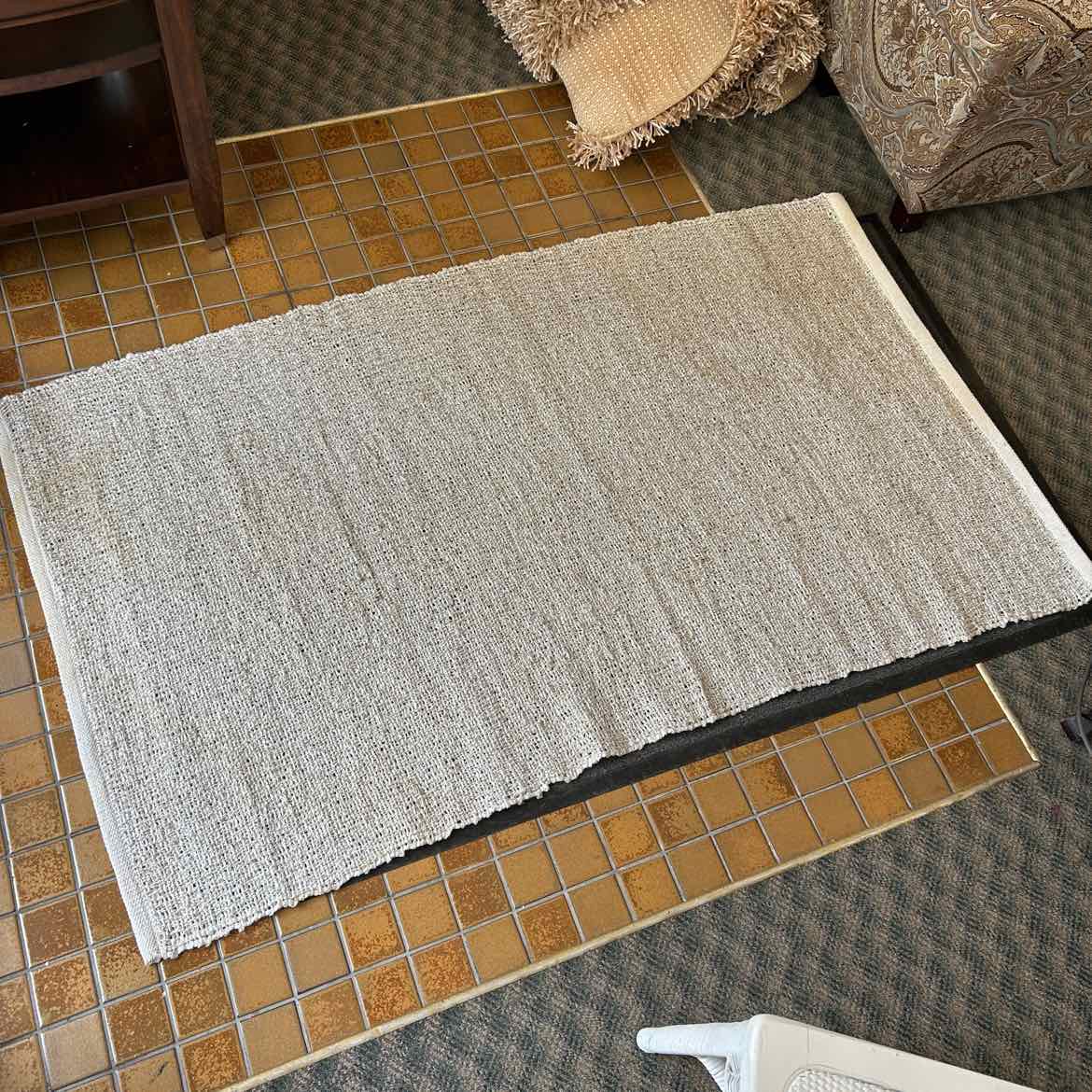 Ivory Straw-like Plastic Area Rug