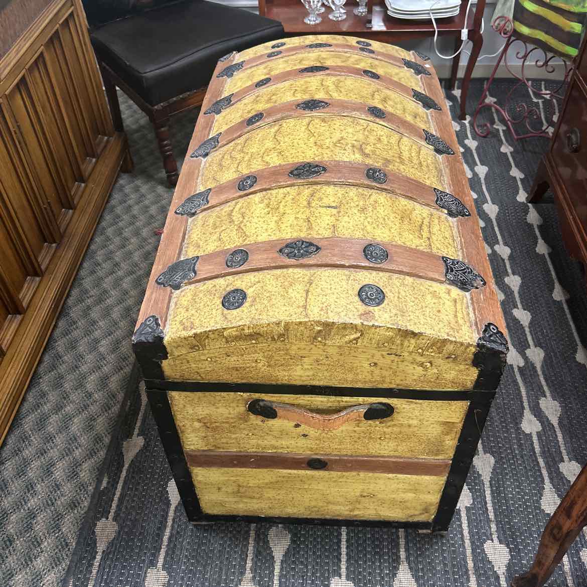 Vintage Wood Trunk w/Brass