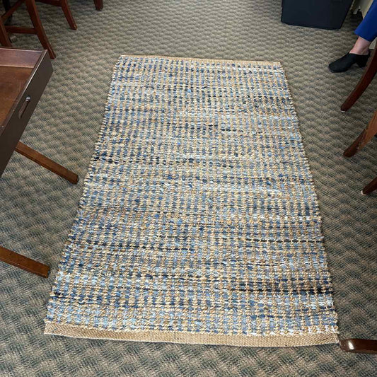 Tan & Blue Braided Area Rug