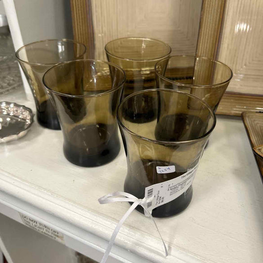 5 Amber Highball Glasses