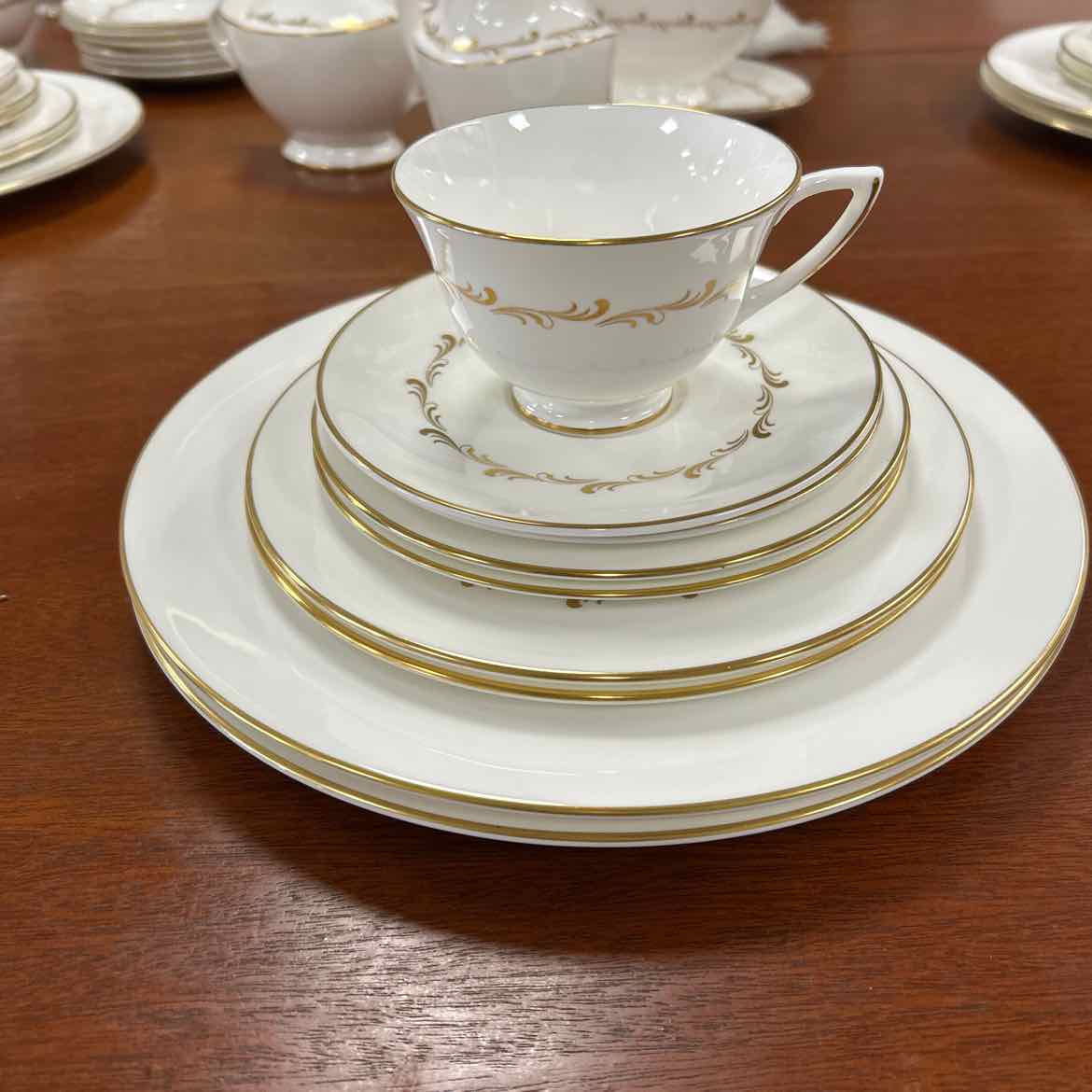 61 pc Royal Doulton White/Gold China