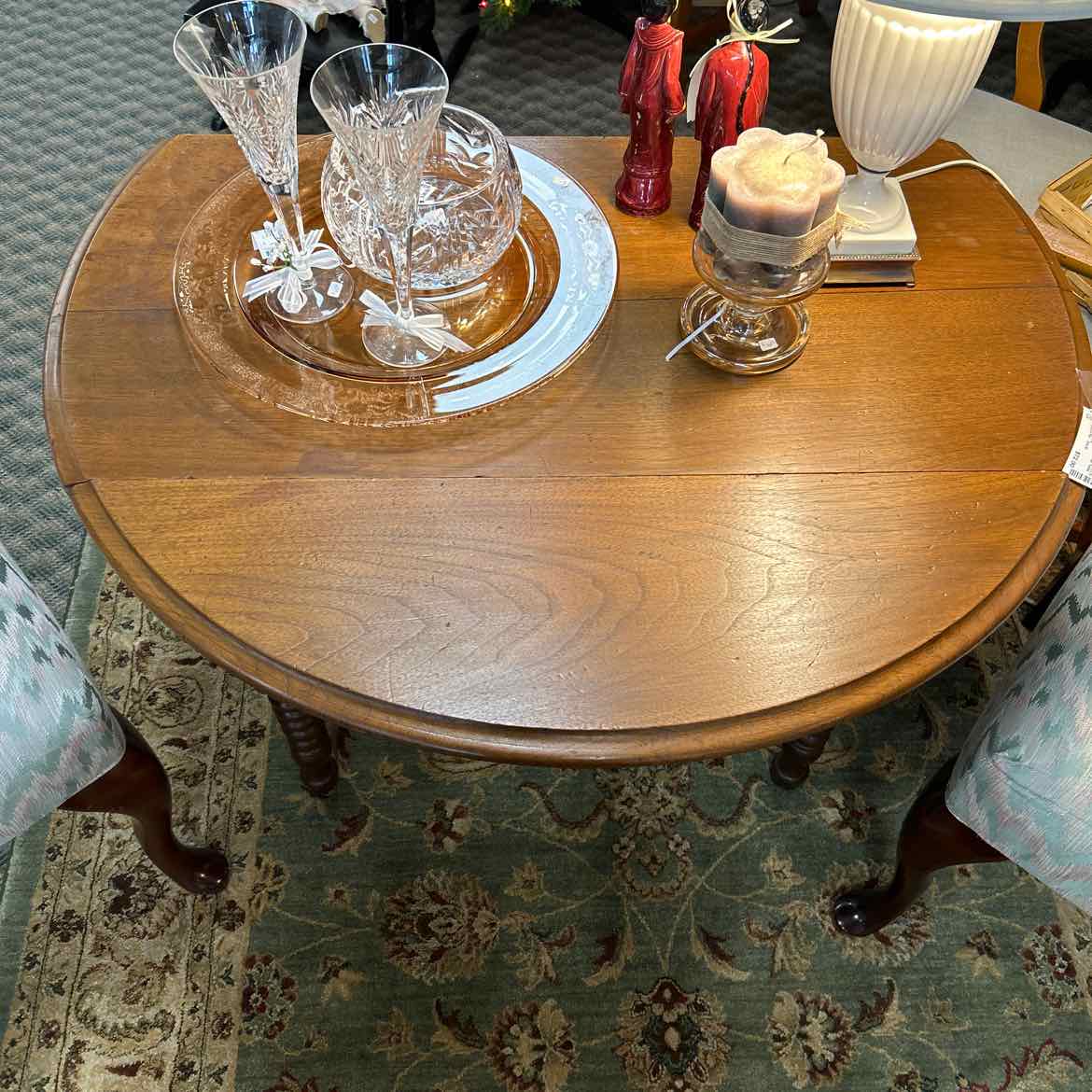 Antique Round Wood Drop Leaf Table