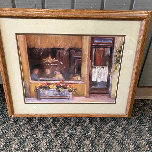French Restaurant Picture in Wood Frame AS IS