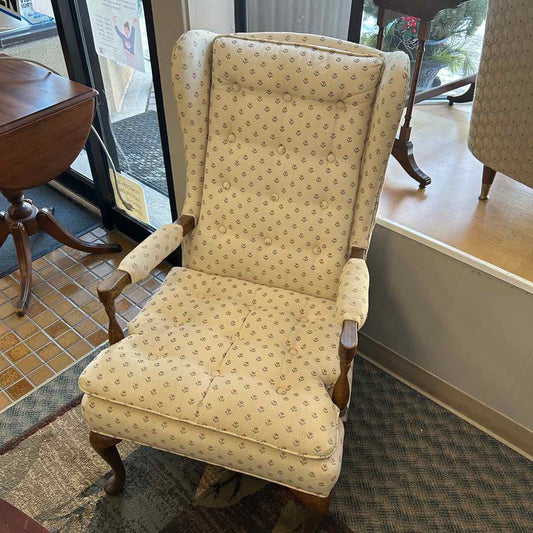 White Upholstered Chair w/Flowers