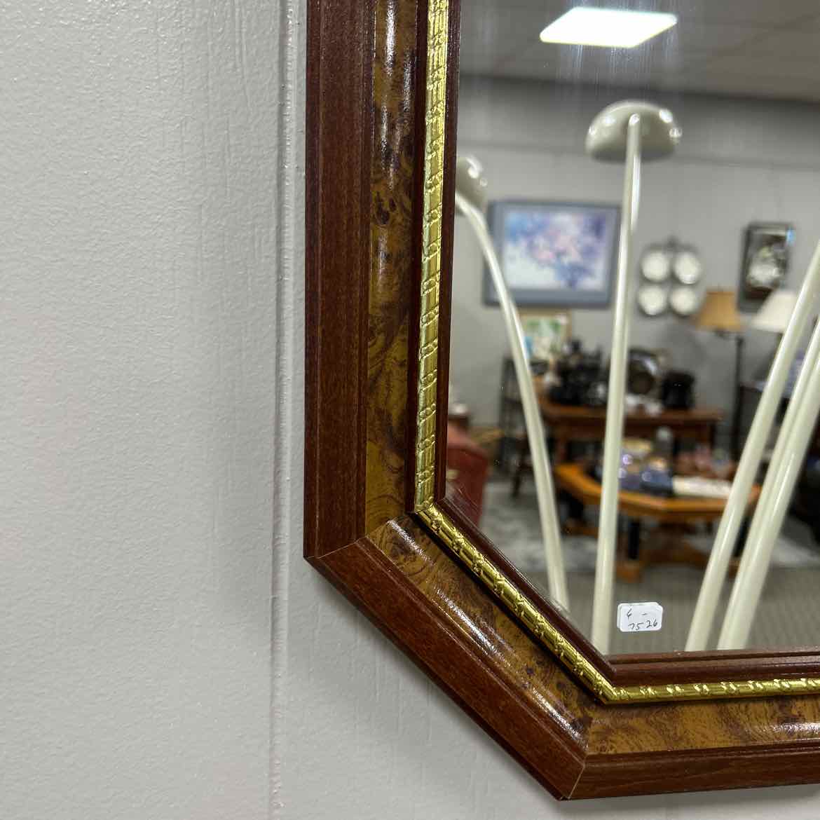 Octagon Wall Mirror w/Brown Frame
