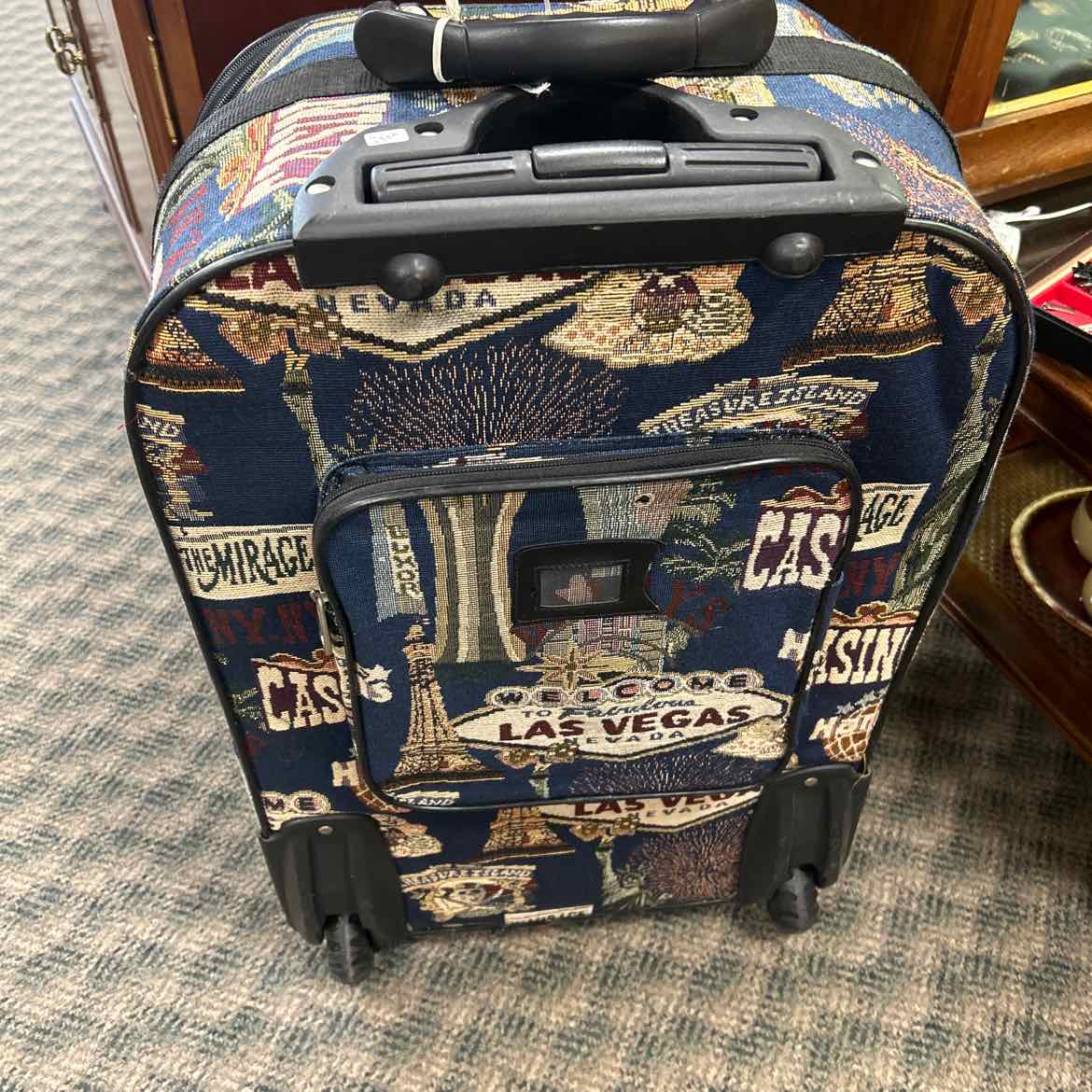 Tapestery Suitcase w/Wheels w/Las Vegas Design