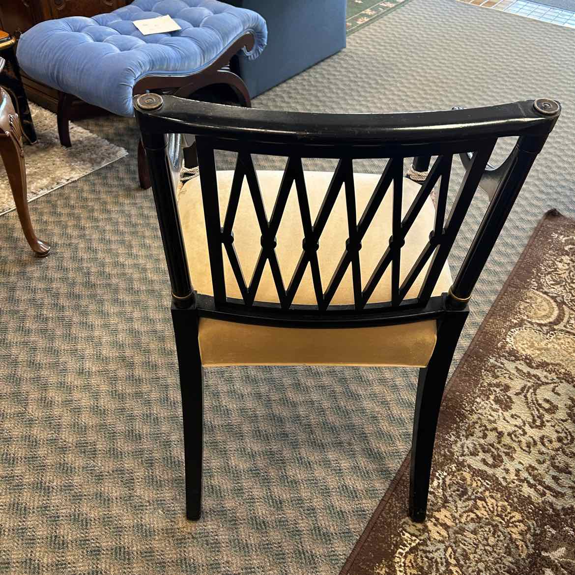 Black Wood w/Cream Upholstered Seat