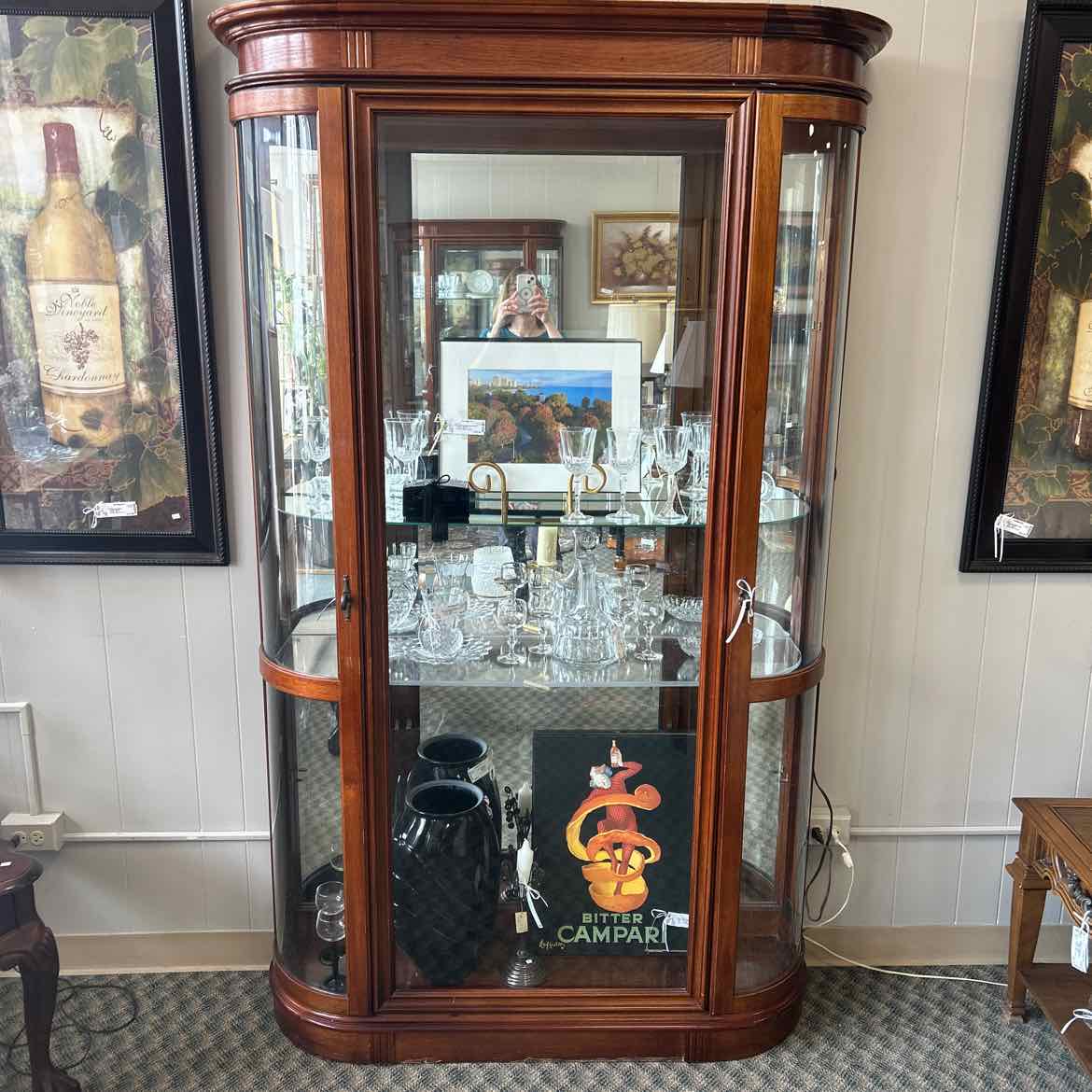 Tall Oak Curio w/Plexi Shelves