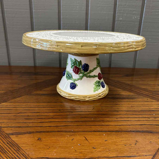 Ceramic Pedestal Cake Plate w/Fruit