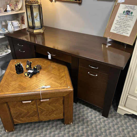 Dark Wood Desk w/3 Drawers