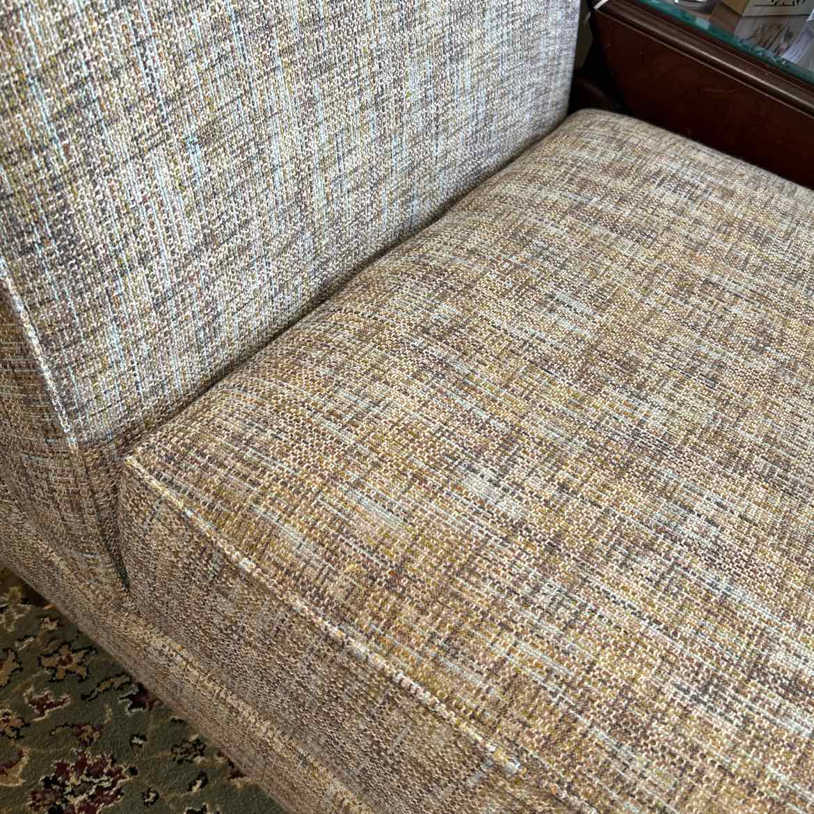 Tan Tweed Upholstered Slipper Chair