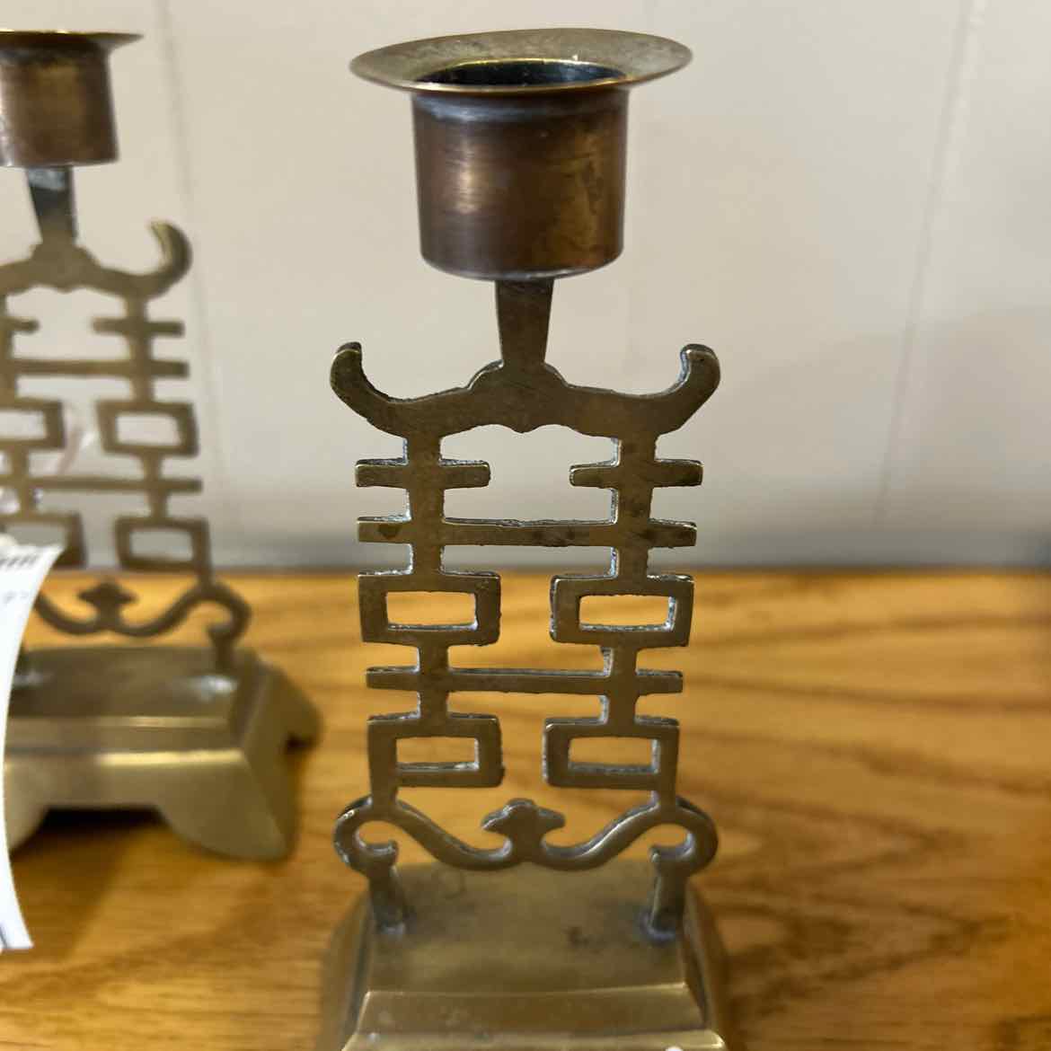 Pair Chinese Brass Candleholders