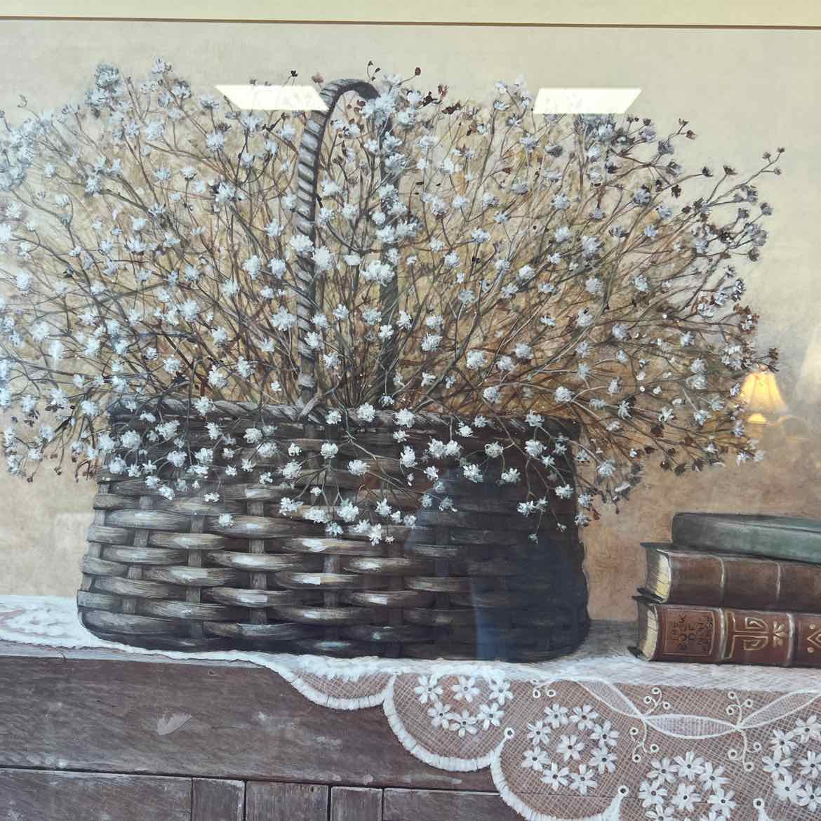 Picture of Basket & Books in Gold Frame