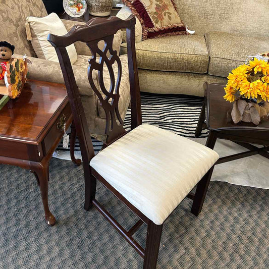 Wood Chair w/Cream Upholstered Seat
