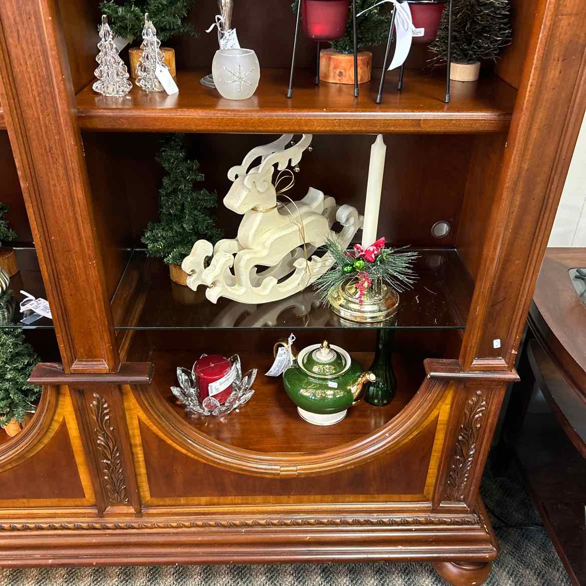 Double Sided Ornate Wood Cabinet