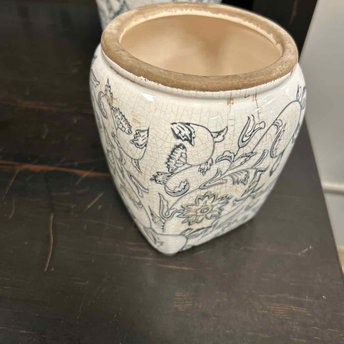 Stoneware Container Black and White