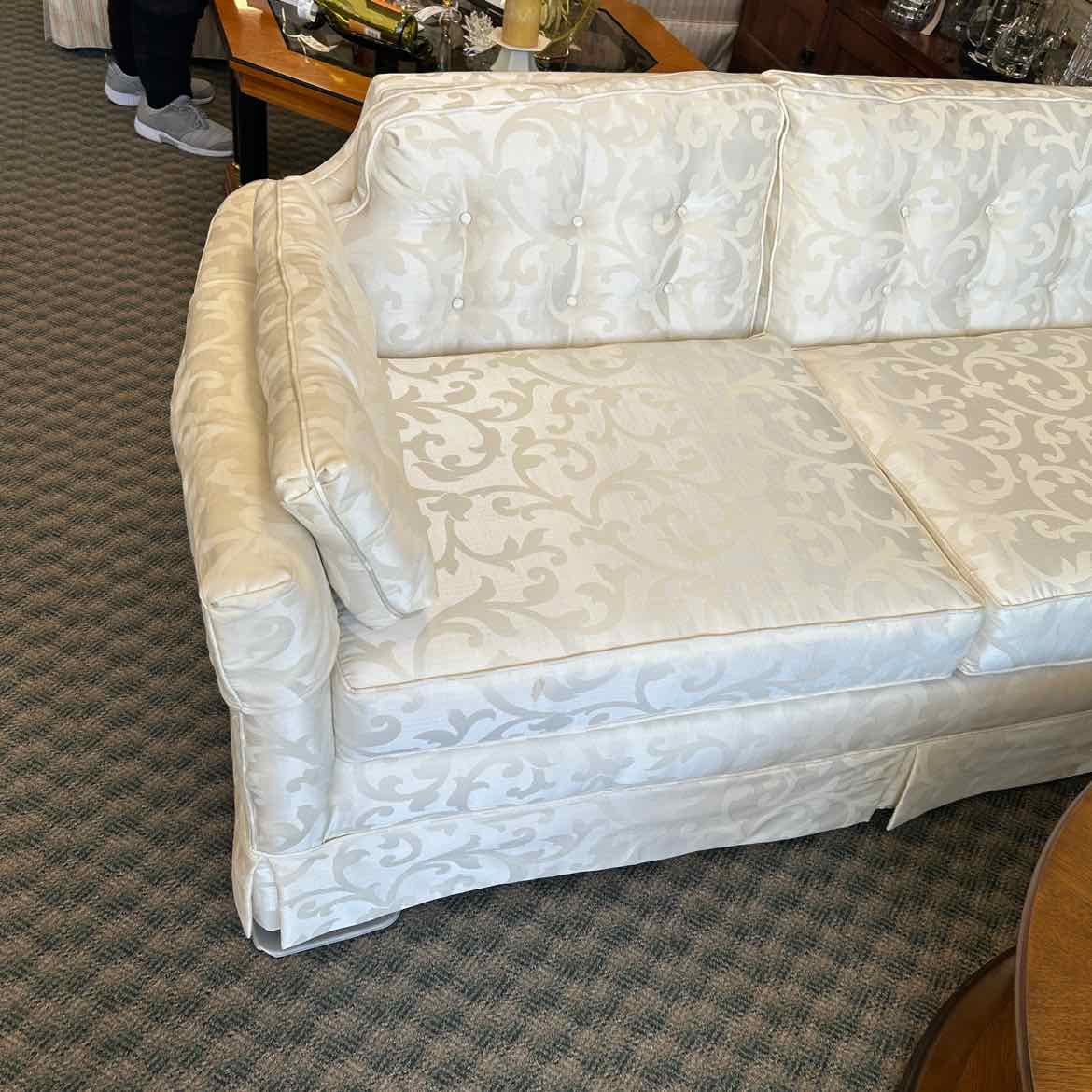 White Damask Sofa w/2 Side Pillows