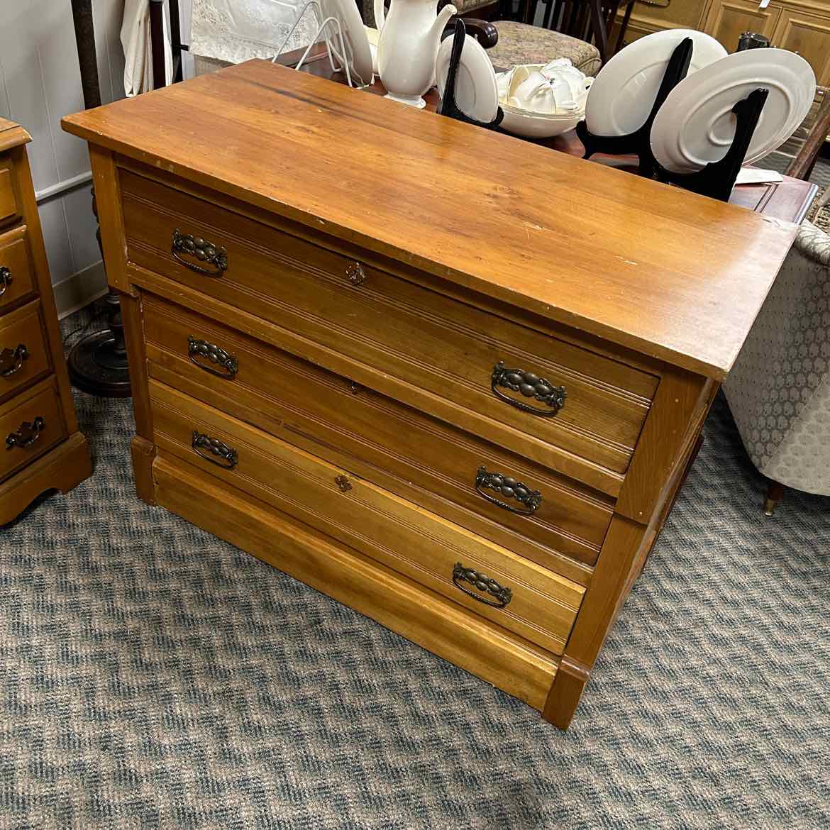 3 Drawer Vintage Wood Dresser