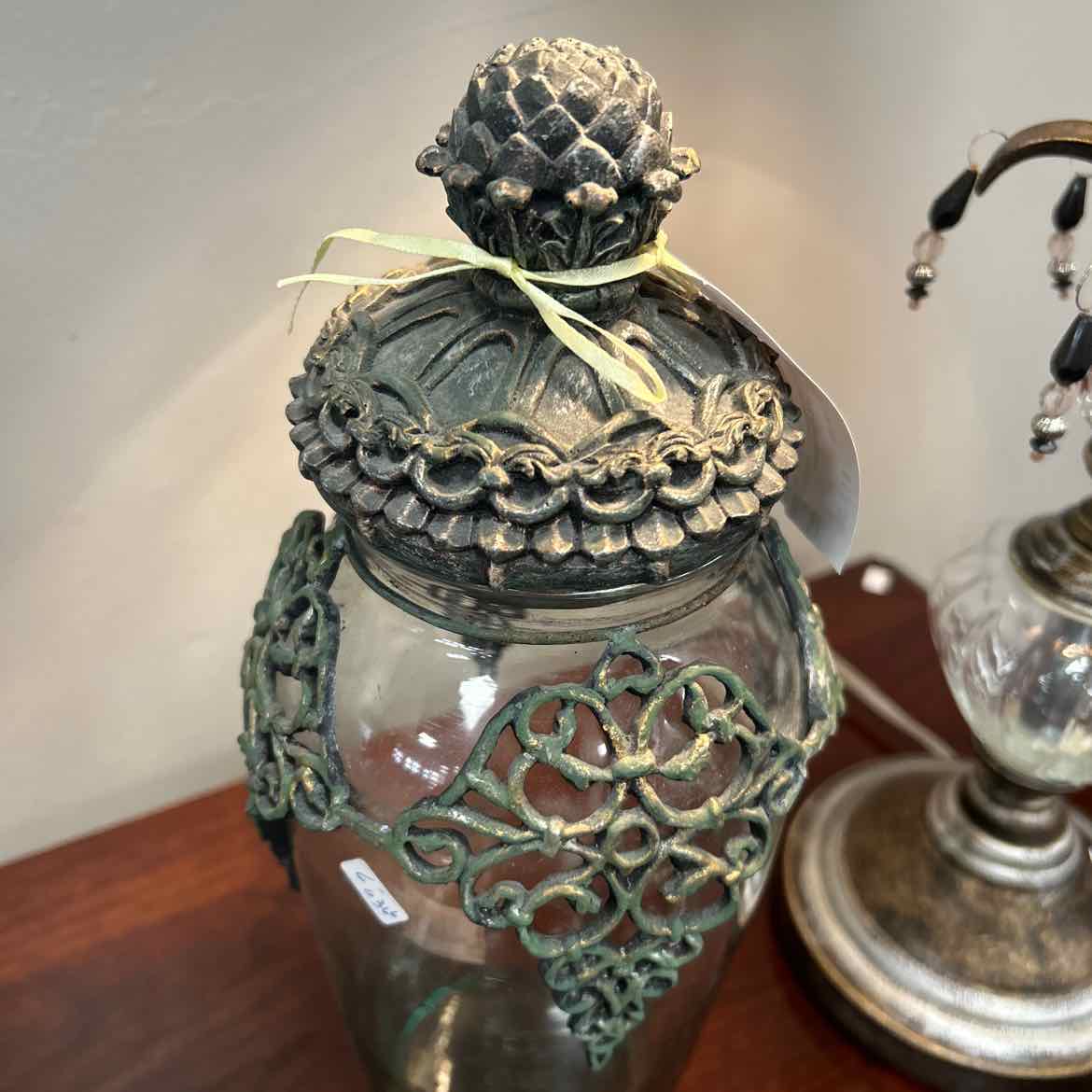 Glass Jar w/Gray Top & Pineapple
