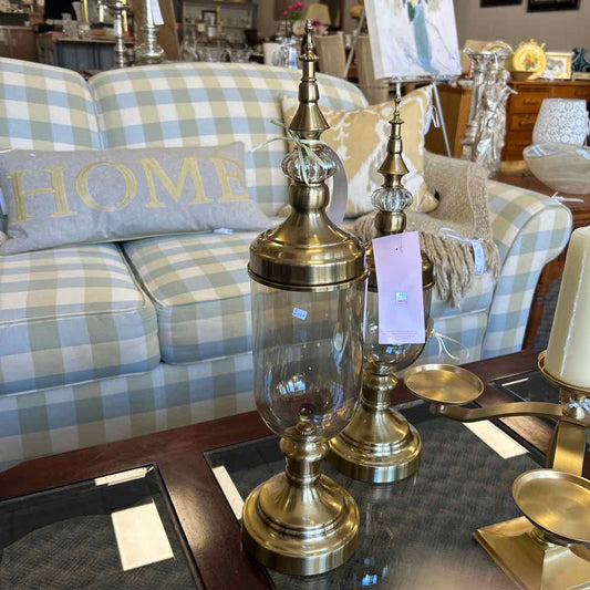 NEW Gold & Glass Tall  Decorative Vase w/ Lid