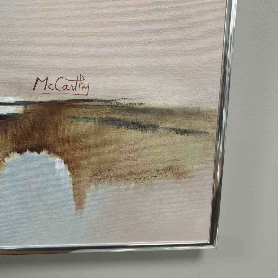 Abstract Picture w/Orange/Green/Black in Silver Frame