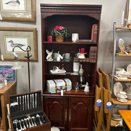 Mahogany Bookcase w/Glass Shelves
