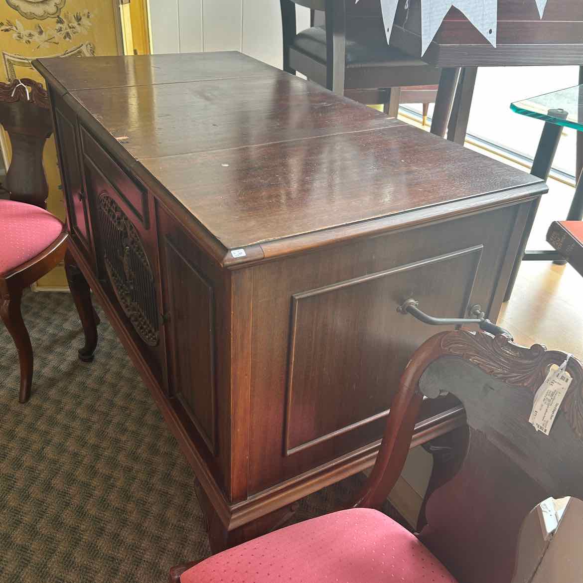 Antique Brunswick Console Phonograph w/Records