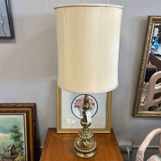 Tall Brass Lamp w/Glass Insert/Shade