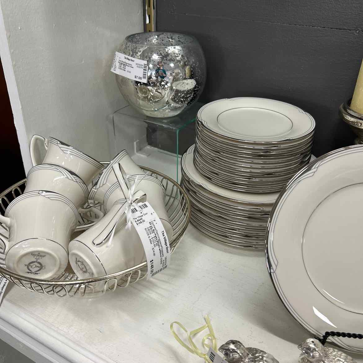 65 pc Noritake White w/Silver China
