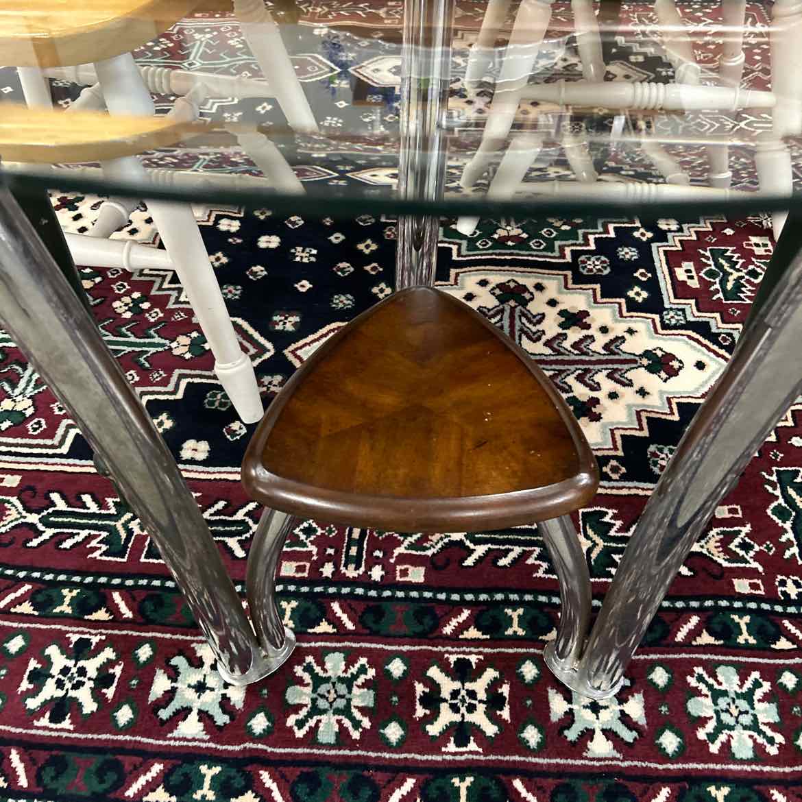 Glass Topped 3 Sided End Table