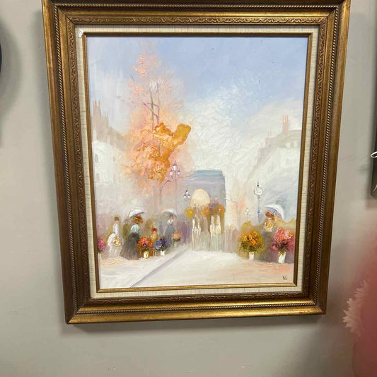 Painting of Arch & Ladies w/Umbrellas
