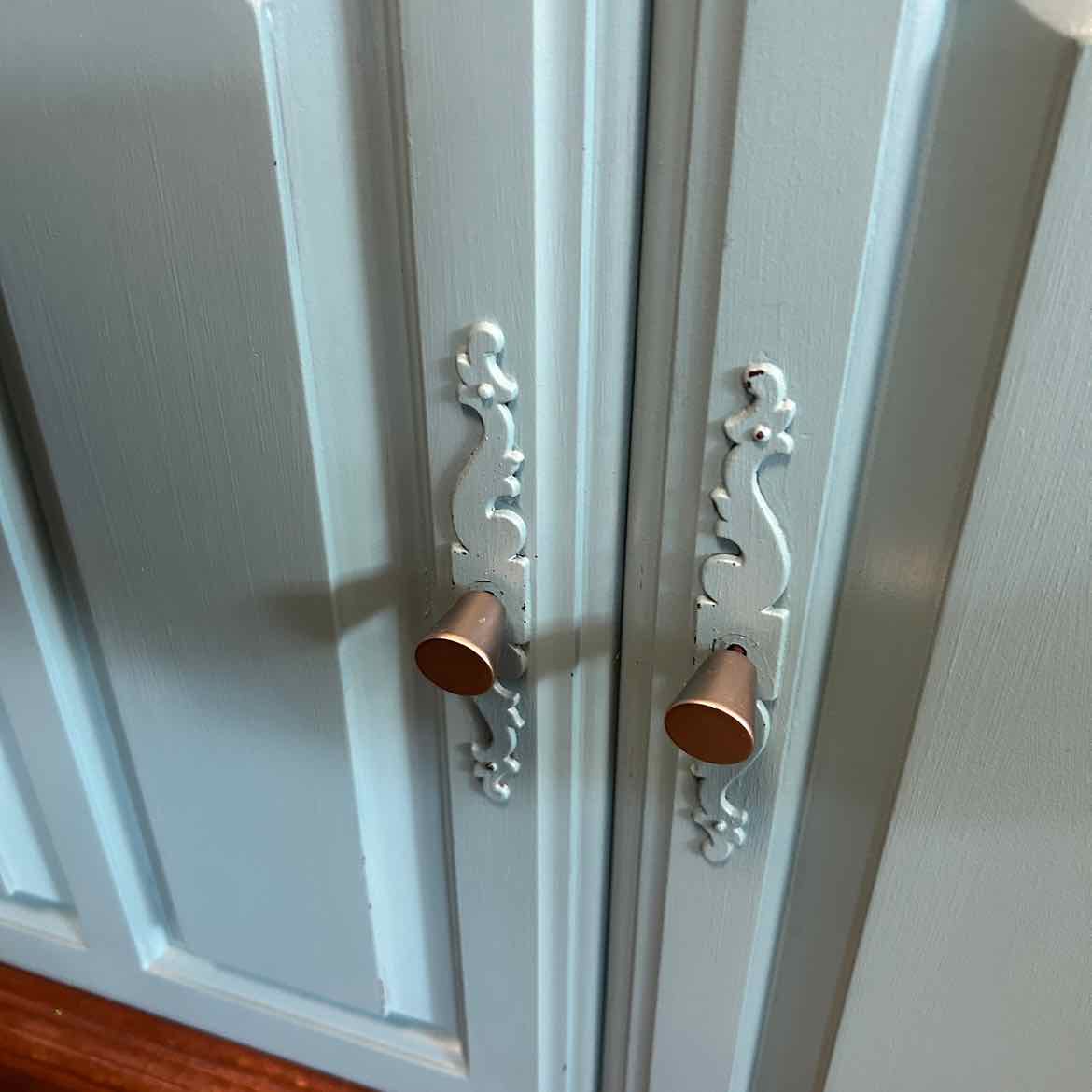 Teal/Brown Painted Cabinet