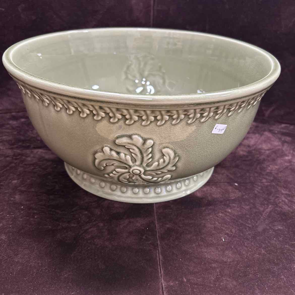 Round Moss Green Pottery Bowl