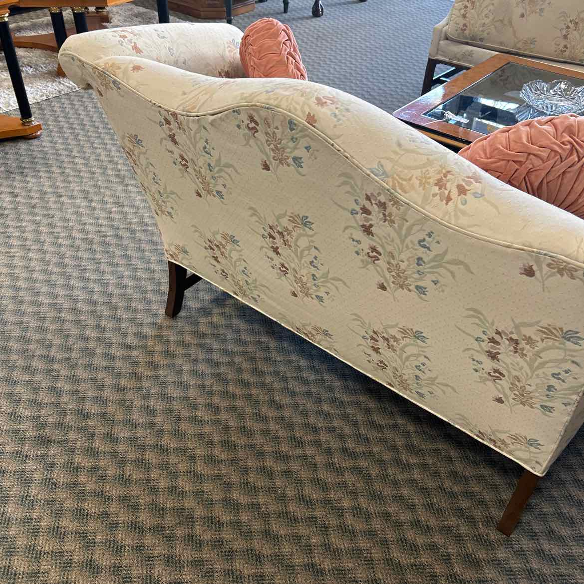 Camelback Love Seat -Cream w/Pastel Flowers