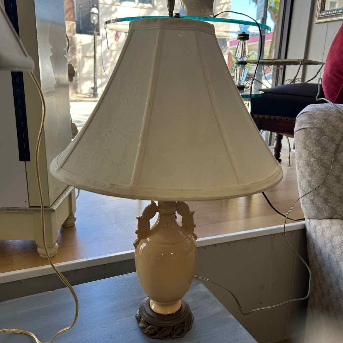 Tan Lamp w/Square Shade