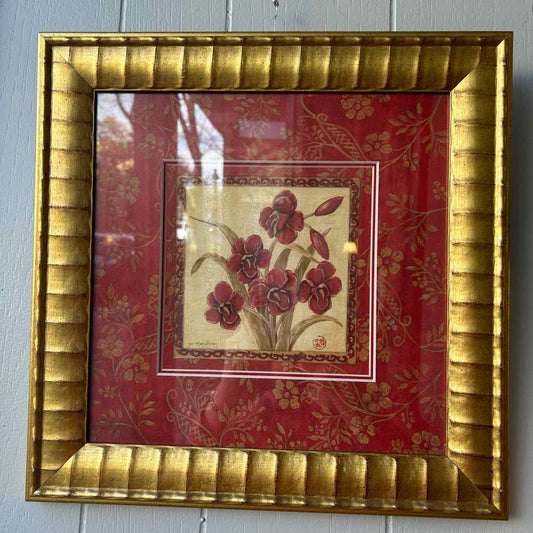 Red Flower in Gold Frame
