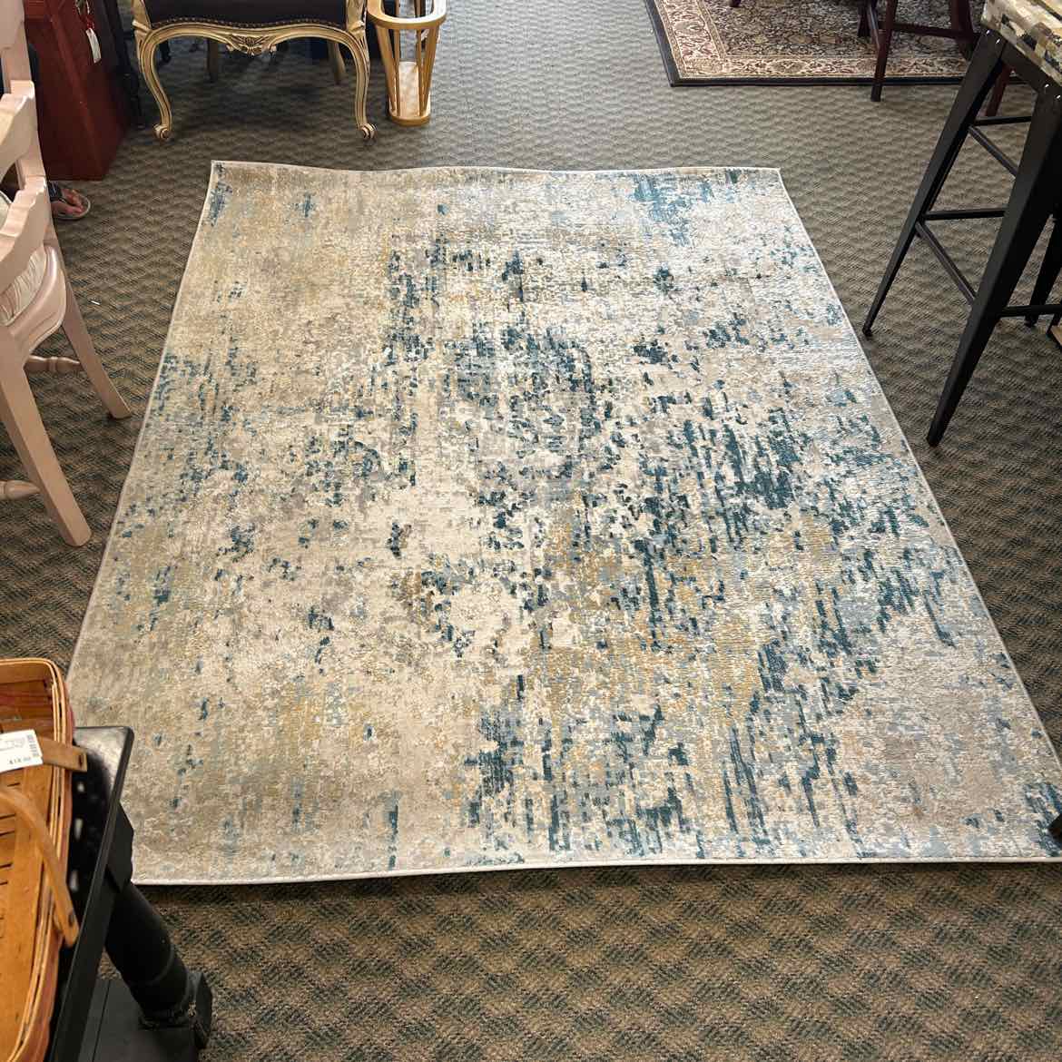5'3x7' Gray/Beige/Turquoise Rug