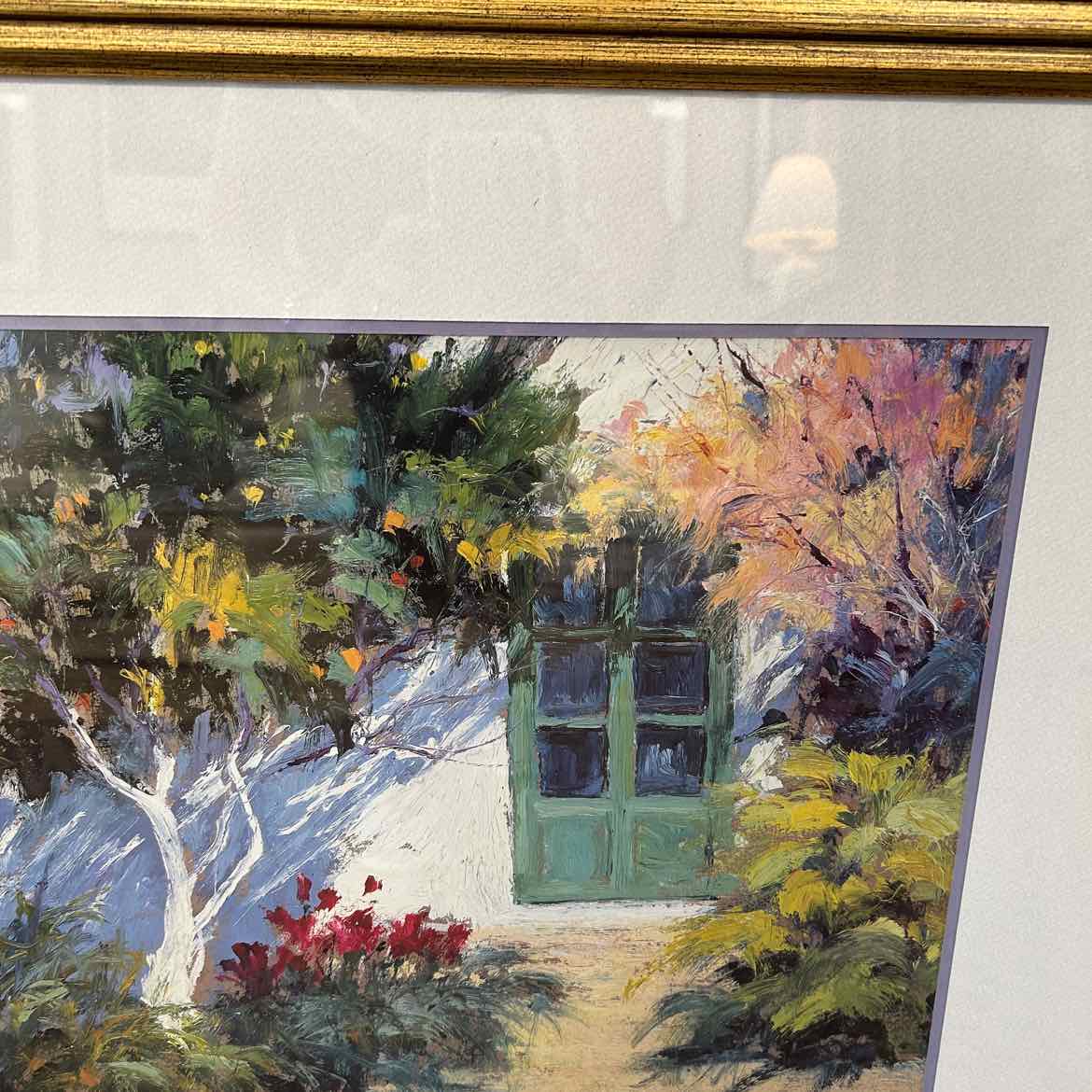 Picture of Flower & Green Door in Gold Frame