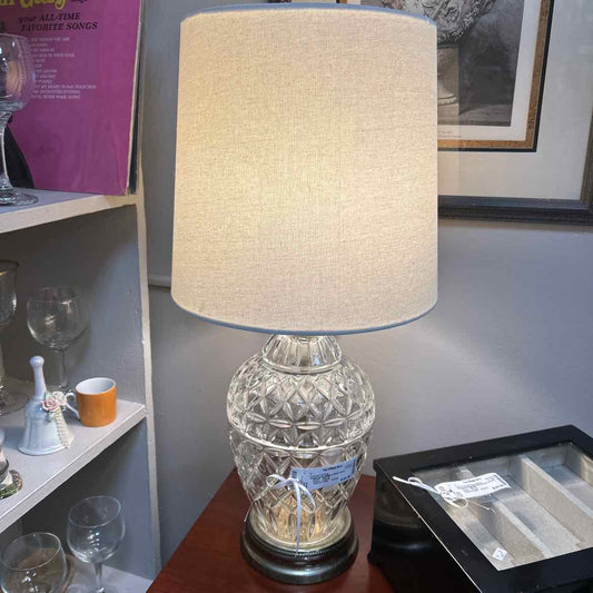 Glass Lamp w/Silver Base AS IS