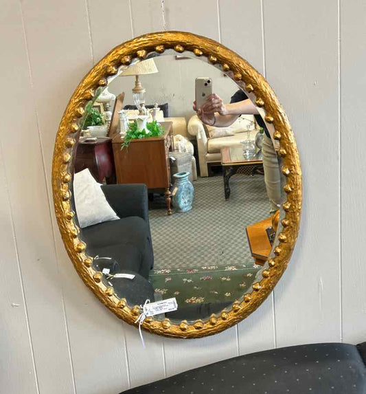 Oval Mirror w/Gold Leaf Frame
