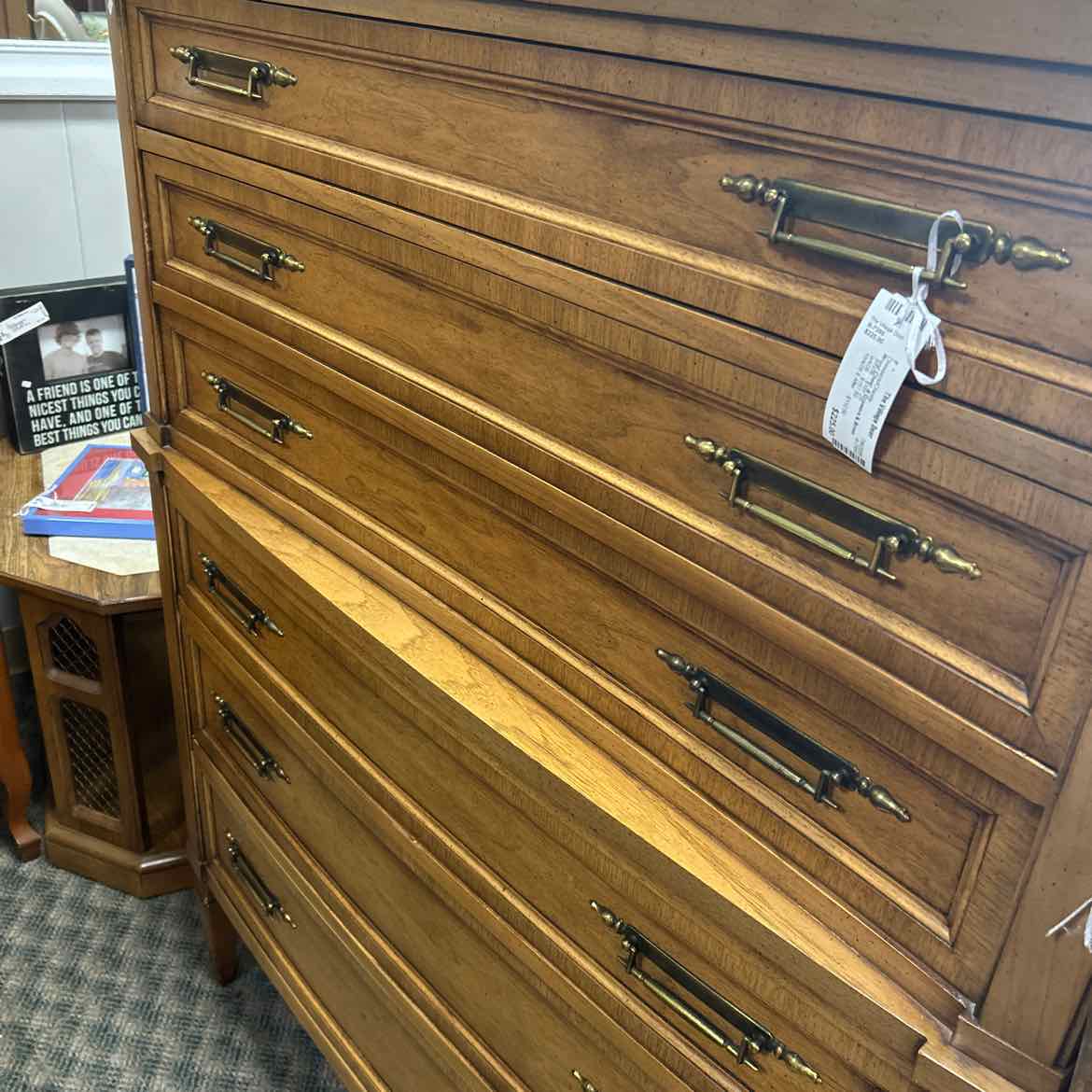 Wood Chest -6 Drawers & Brass Handles