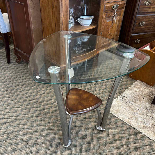 Glass Topped 3 Sided End Table