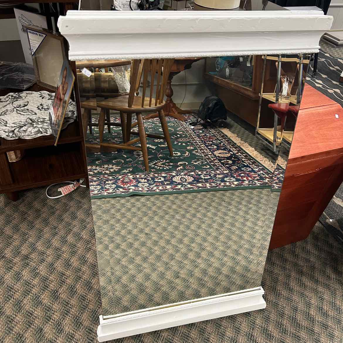 Wall Mirror w/White Wood Frame