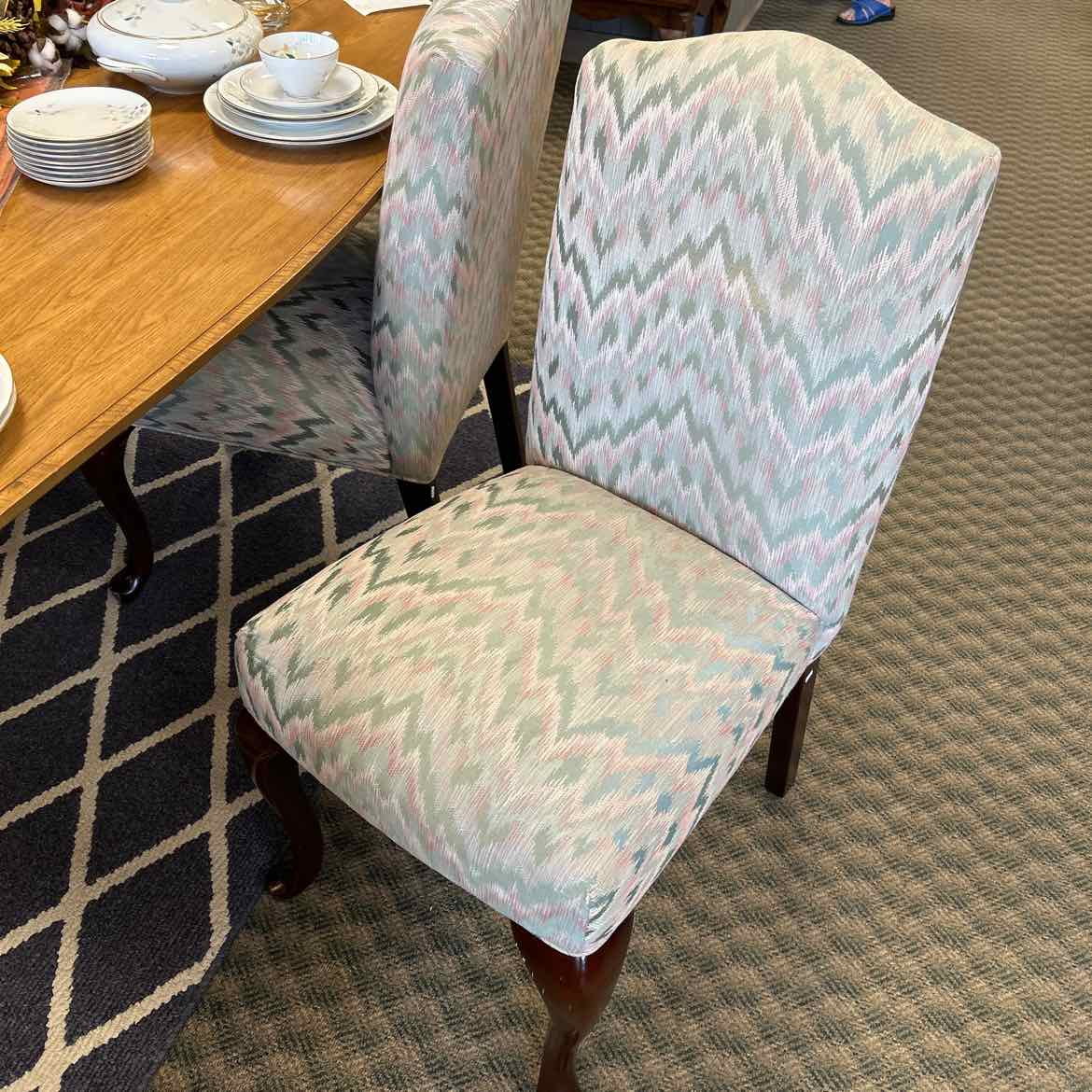 Teal & Pink Upholstered Pattern Chair