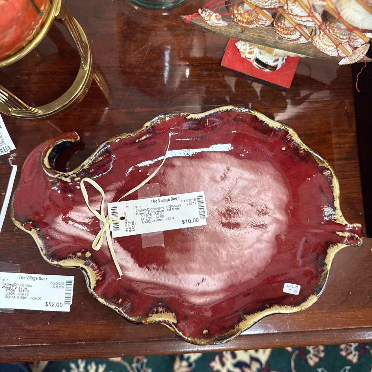 Brown Stoneware Leaf Dish
